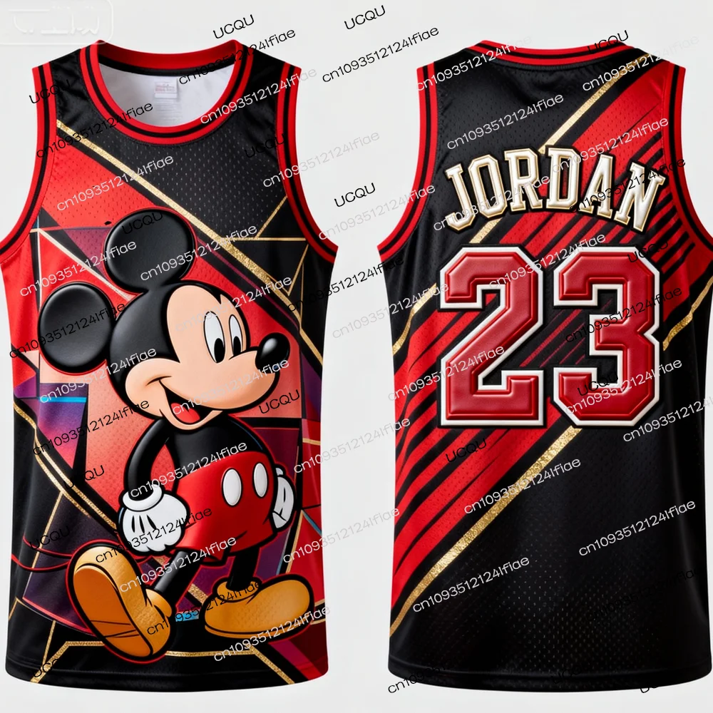 وصل حديثًا لعام 2025 سترة جيرسي لكرة السلة ميكي ماوس جوردان إصدار خاص، سترة مطبوعة برسوم كارتونية للأطفال، ملابس غير رسمية، سترة رياضية #3