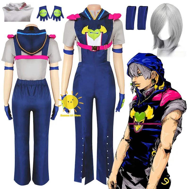 

Anime The JOJO Lands Cosplay Jodio Joestar Cosplay Costumes Bodysuit Shirt Wig Jodio Suits Wig Halloween Carnival Cos Adult Men