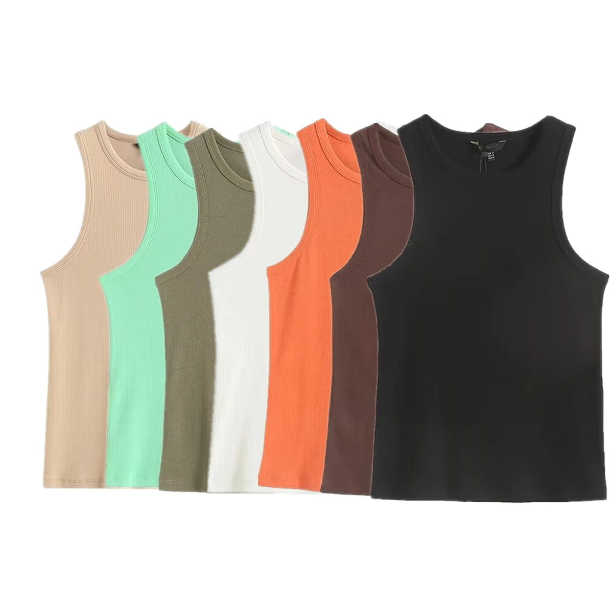 Maxdutti Nordic Minimalist Solid Colors Tank Tops Fashion Sexy Basic Knitted Camisole Summer T-shirts Women