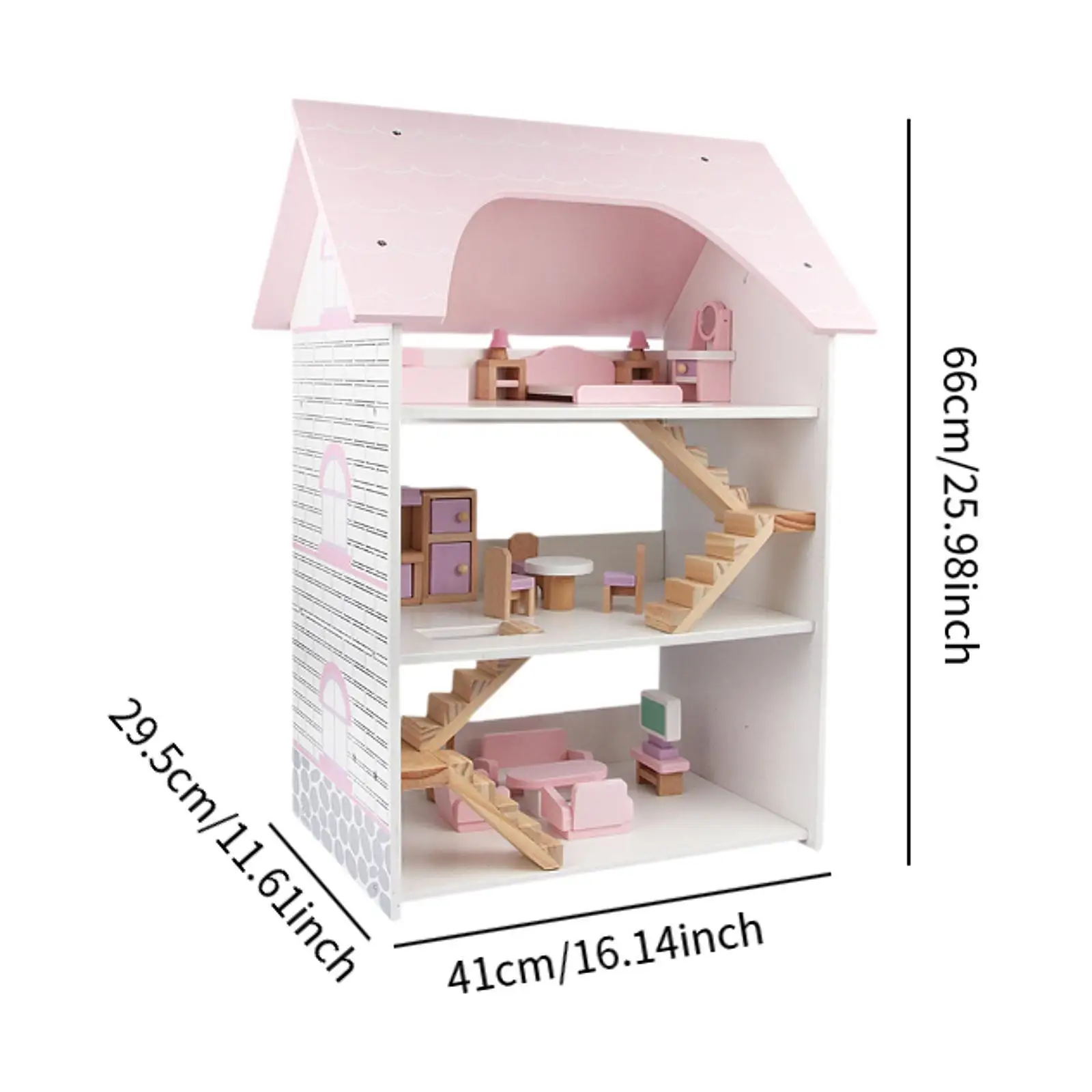 لعبة تعليمية لبيت الدمية الخشبية لتطوير الخيال مع أثاث للأطفال البنات من سن 3 سنوات فما فوق هدية للأطفال