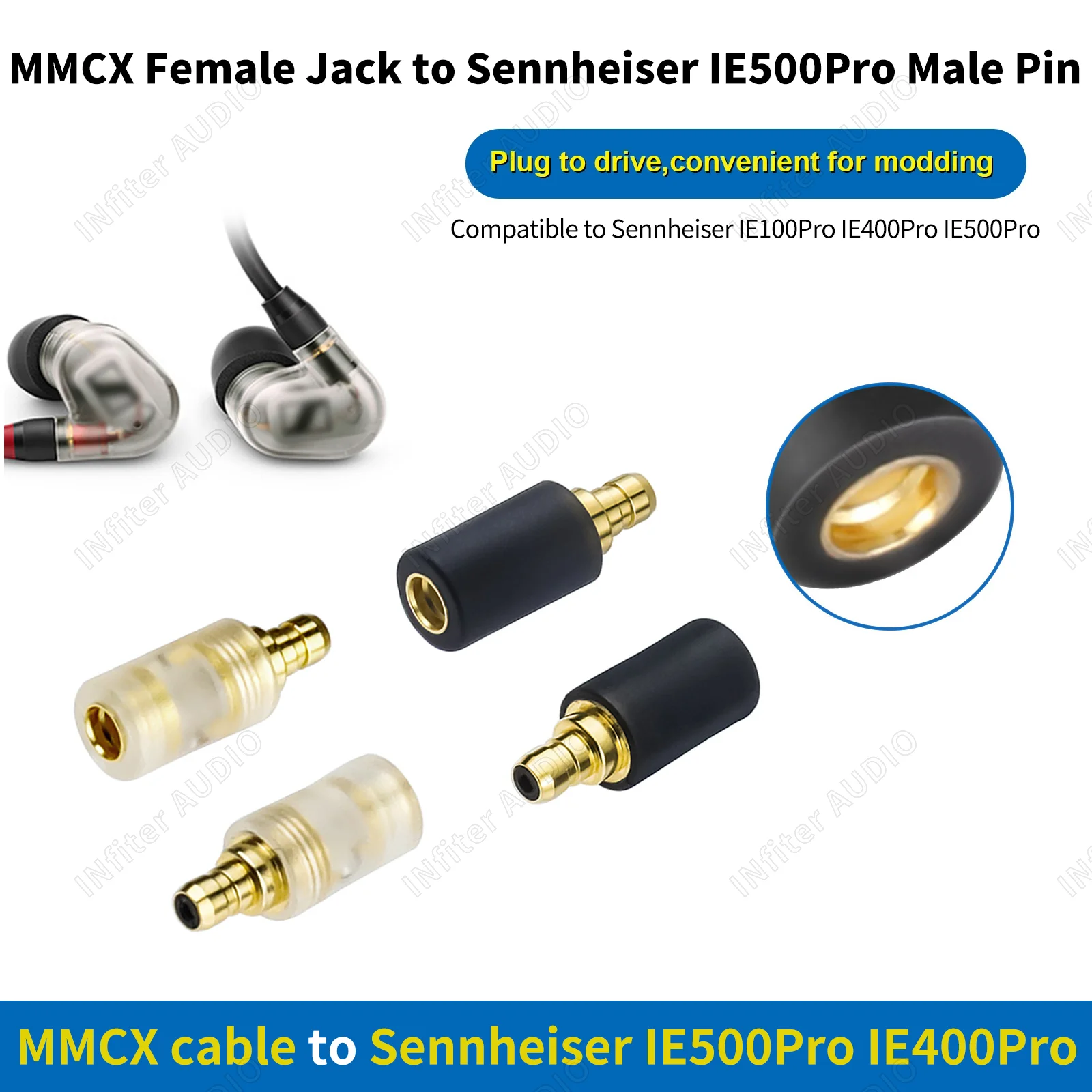 In-ear Headphone Converter Connector MMCX Cable Connected to Sennheiser IE100pro IE400 IE500pro Audio Jack Adapter IE500Pro MMCX