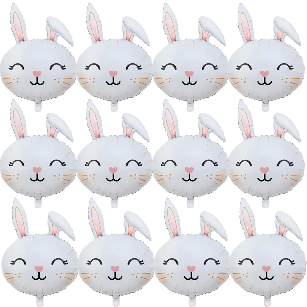 1/3/5/10pcs Bunny Balloons Easter Balloons Rabbit Head Foil Balloons for Easter Themed Party Easter Bunny Birthday Party Decors