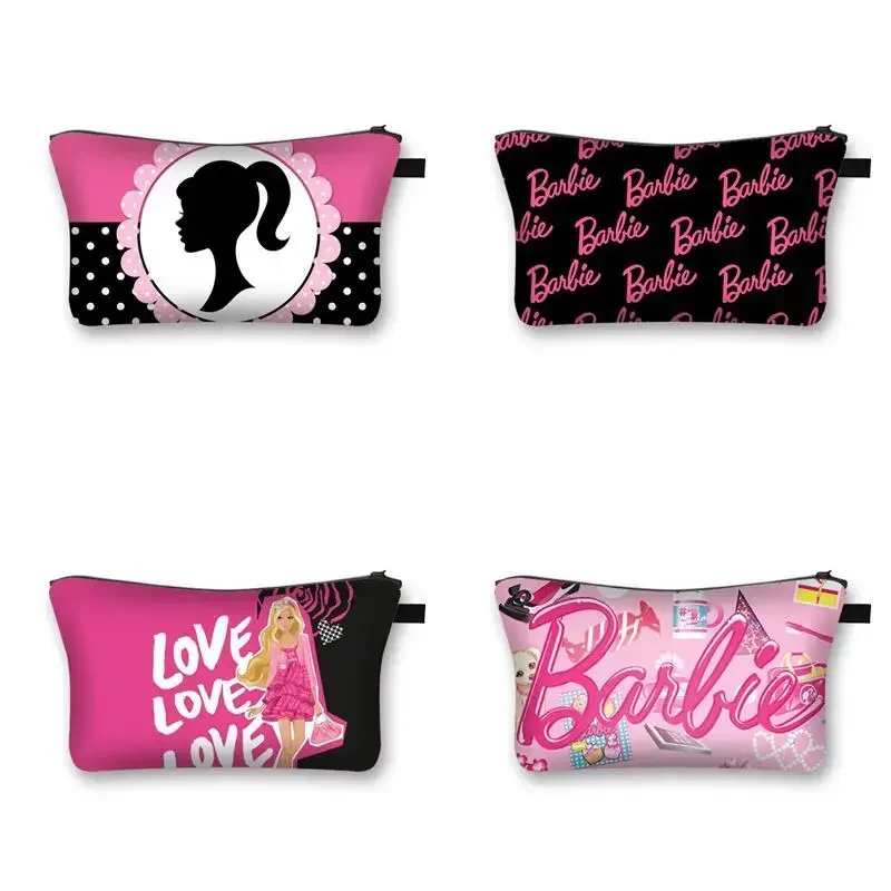 Moda mujer Barbie bolsa de cosméticos lindo Anime dibujos animados Barbie niñas monedero estuche para lápices adornos accesorios regalos de vacaciones