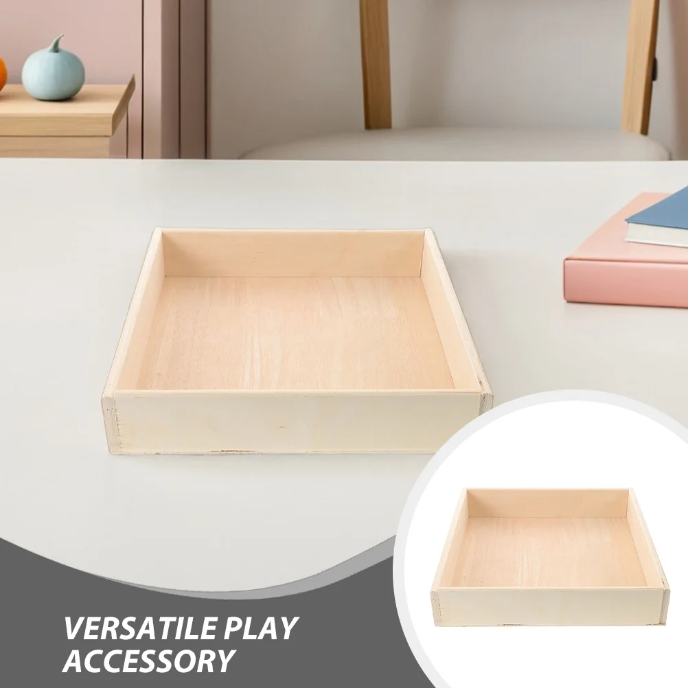 Scatola portaoggetti per sabbia da tavolo in legno Sabbiera quadrata Montessori per bambini Sala giochi interna Sabbia per bambini Vassoio Montessori