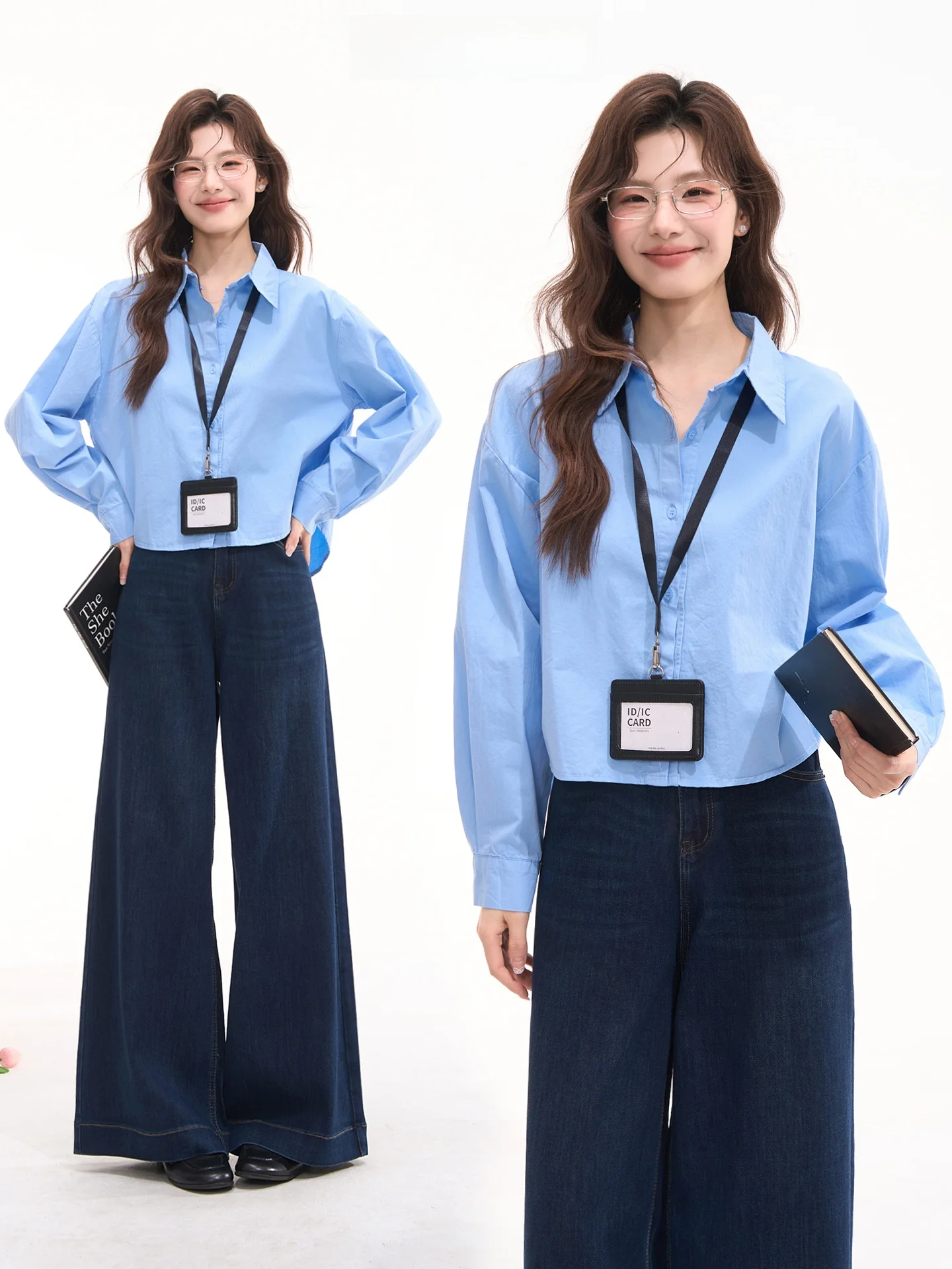 

Casual Long Sleeve Shirt Women's Short Style Versatile Cotton Shirt Spring Summer Fashion Simple Style Handmade Bi Preparation