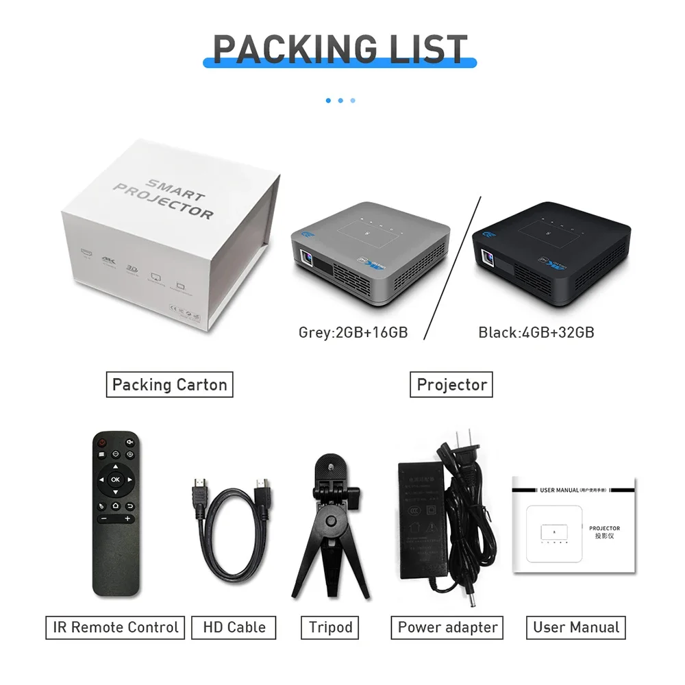 Vivicine P15 DLP 4K Proyektor 3D Android 9.0 4G 32G Portabel Sinar Siang Hari Zoom 5G Wifi LED BT Airplay Proyektor Video Game