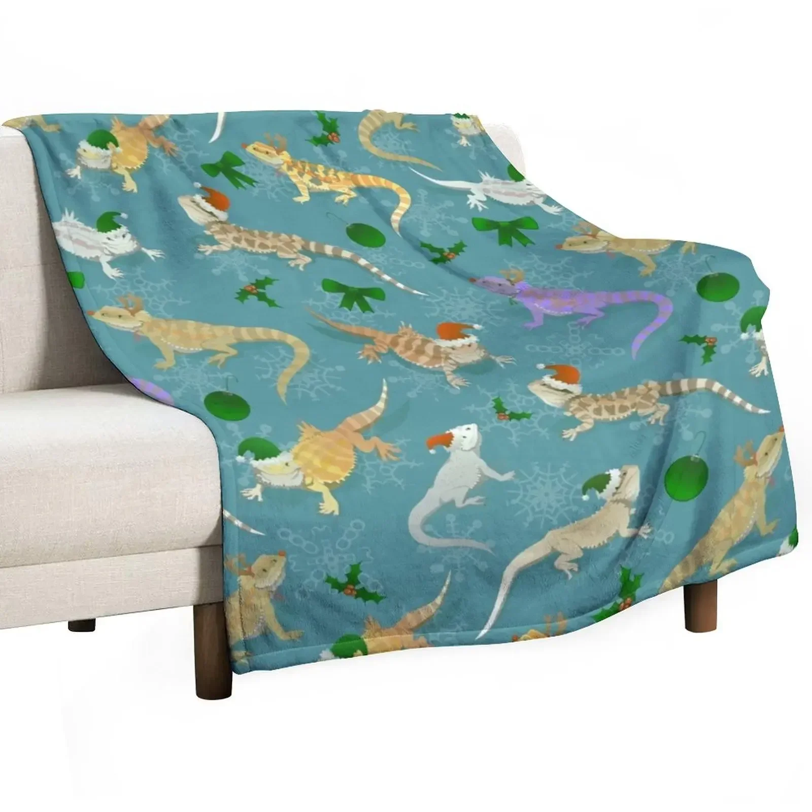 

Bearded Dragon Christmas Holiday Throw Blanket Luxurious Soft Blanket Holiday Gift for Family