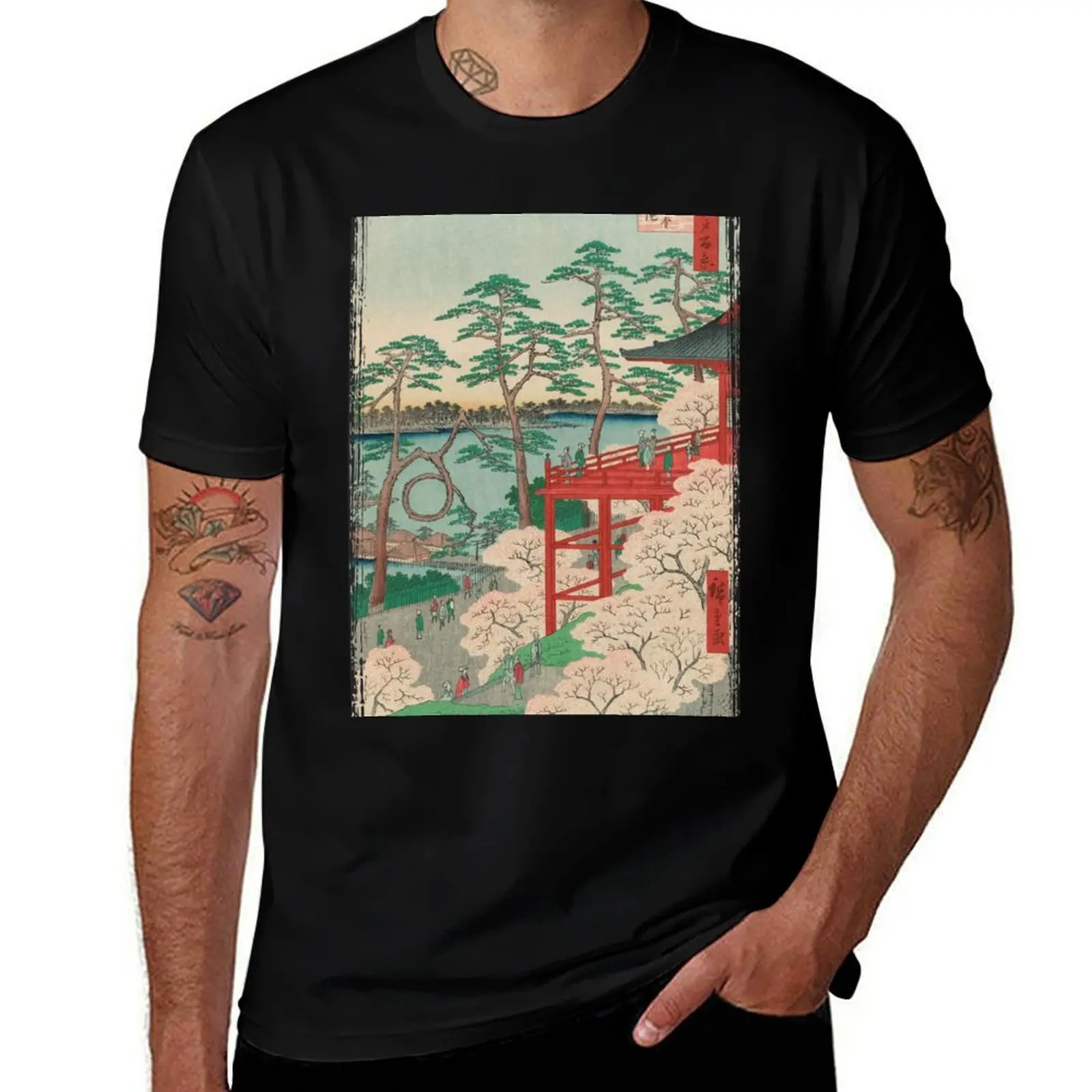 

Spring Blossoms and Pond Ukiyo-e Japanese Art T-Shirt t shirt custom print anime tshirt t shirt man designer T-Shirt