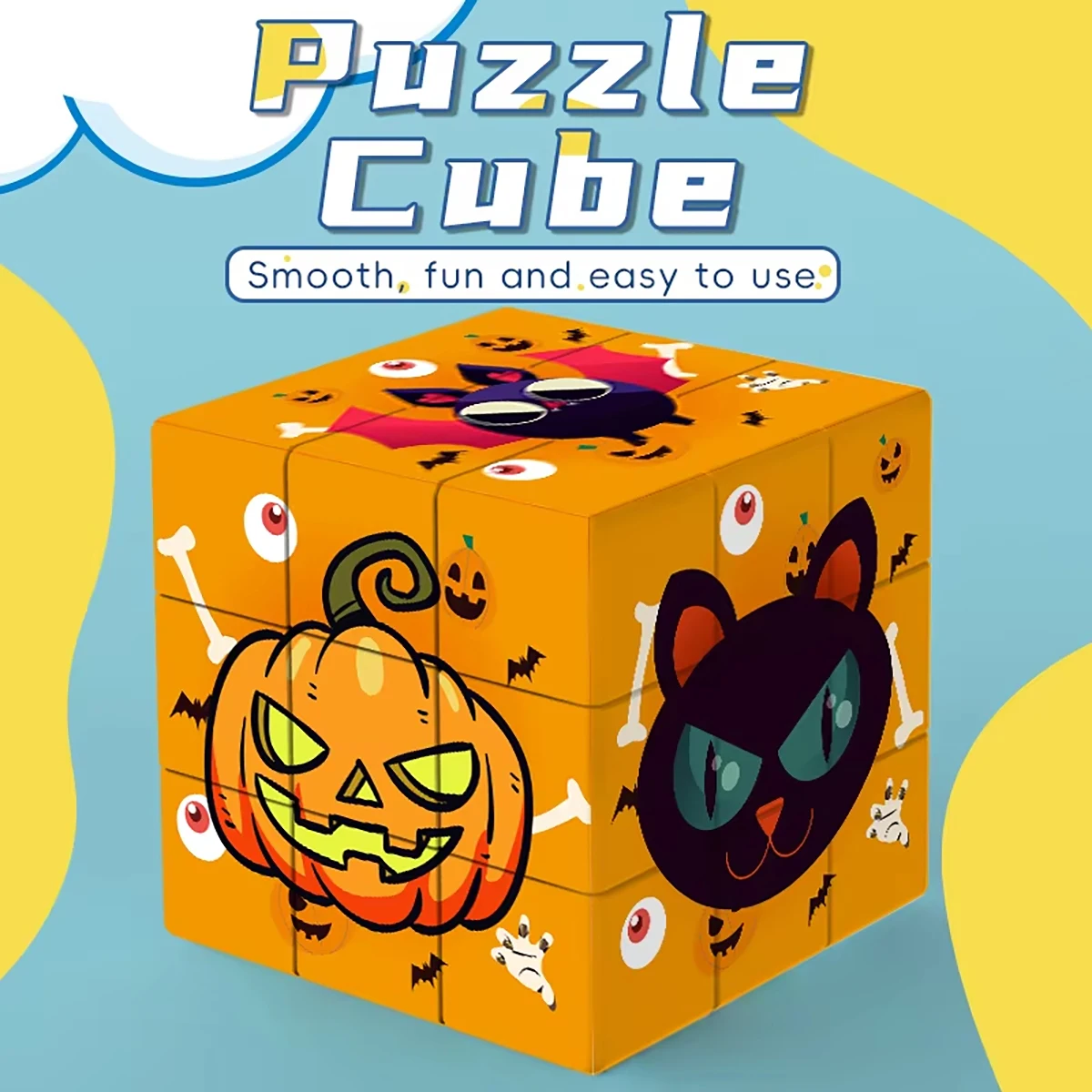 Magic Cube 3x3x3 Quick Twist UV Printed Halloween Cube Stress Reliever Professional Puzzle Game Children's Toy Gift