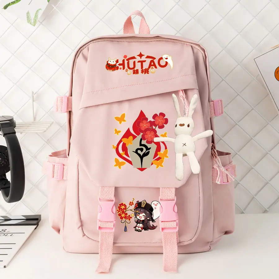 Hutao Genshin Impact Anime Merchandise For Girls Elementary And Middle School Students Lightweight Cute Cartoon Backpack Anime