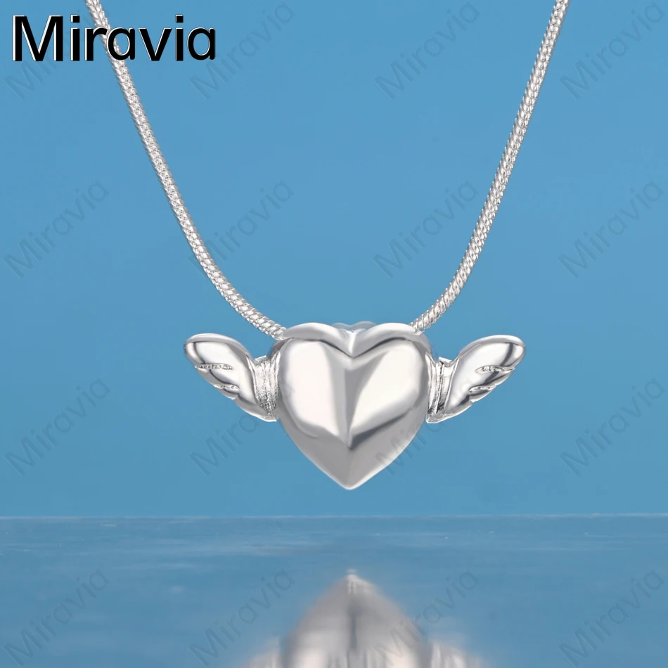 

Miravia 925 Sterling Silver Heart-Shaped Angel Wings Pendant Necklace Daily Accessories Women'S Simple Large Jewelry