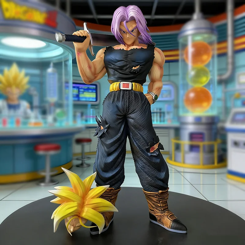 

Фигурка Dragon Ball 33 см: Транкс с мечом JJ, модель GK Супер Сайян с двумя головами, аниме-фигурка из ПВХ, коллекционная игрушка, подарок на день рождения