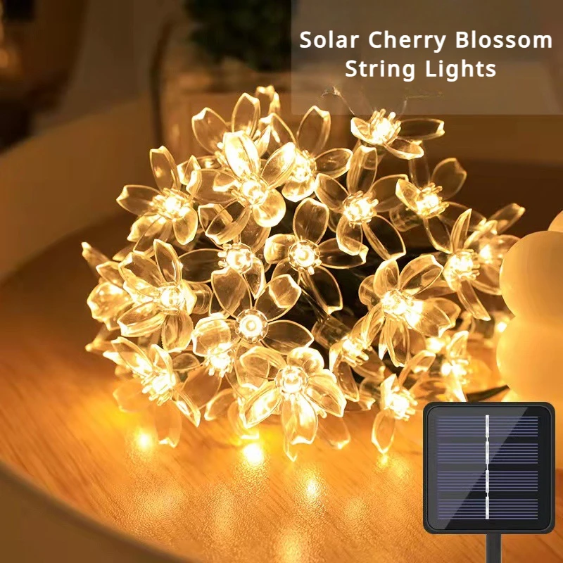 Solar LED Light Outdoor Garden Decoration Crystal Cherry Lights Waterproof Solar Powered Patio Light for Garden Party Christmas