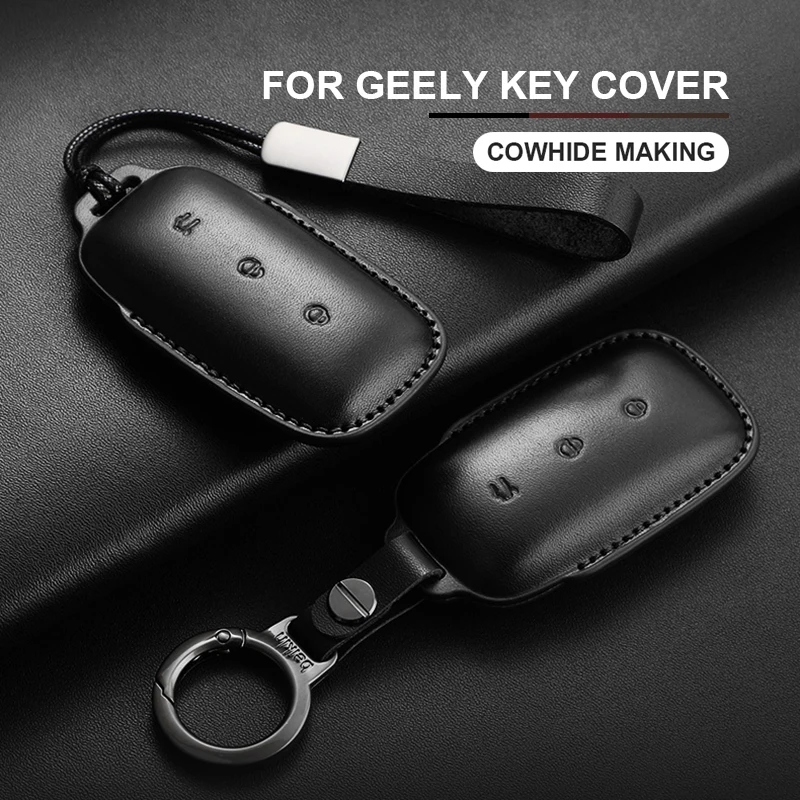 

Leather Car Key Case Cover For Geely Galaxy L7 Keycase 24 L6 MAX 1.5T Plus AIR PRO Galaxy L7max E8 E5 Car Key Protection Shell