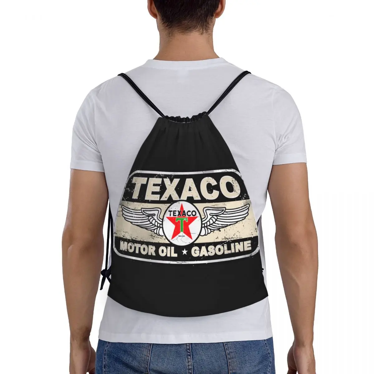 Custom Vintage Texaco Sign zaino con coulisse borse donna uomo leggero palestra sport Sacks Sacks per l'allenamento