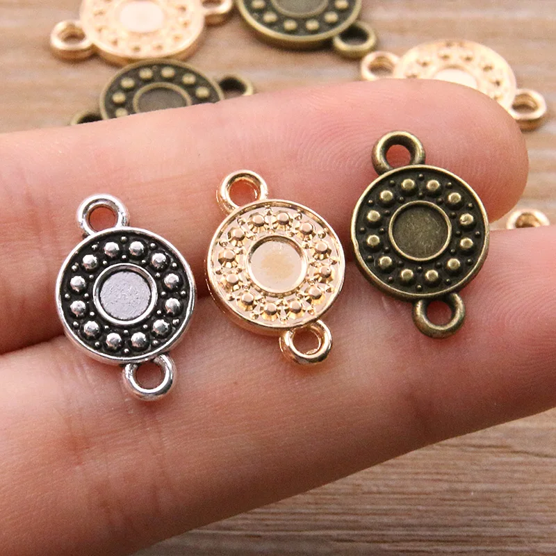 30PCS 11*17mm Wholesale 3 Color Circular Connector Round Pendant Metal Alloy DIY Necklace Bracelet Earrings Marking