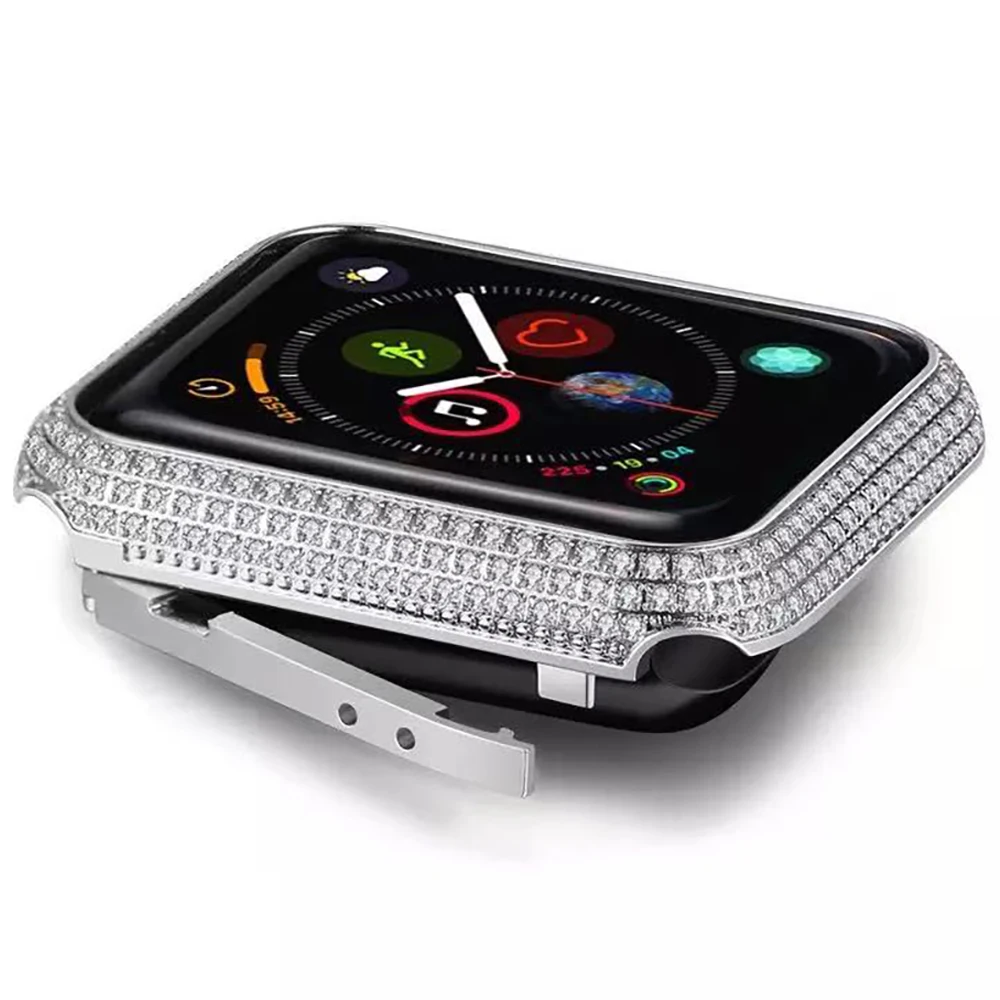 Diamond Case for Apple Watch 44mm 40mm 42mm 38mm Metal Bumper+Protective Cover iWatch Series 6 5 4 3 SE 44 40mm Protective Shell