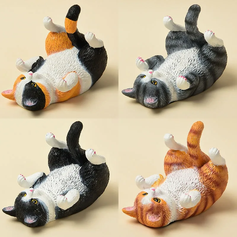 حامل هاتف رائع للقطط الواقعية - لعبة مكتب إبداعية لطيفة من الراتنج على شكل قطة برتقالية وديكو