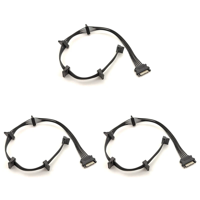 

3X 15Pin SATA Power Supply Splitter Cable Hard Drive 1 Male To 5 Female Extension Power Cord For DIY PC Sever