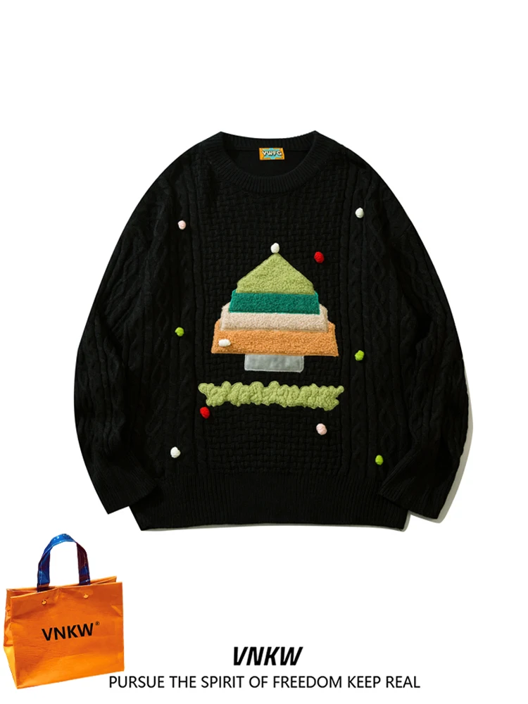 American Cisas Sle Men's Thiened Loose Knitted Sweater Autumn Winter Casual Wear Retro Yarn irt round Ne Long Sve