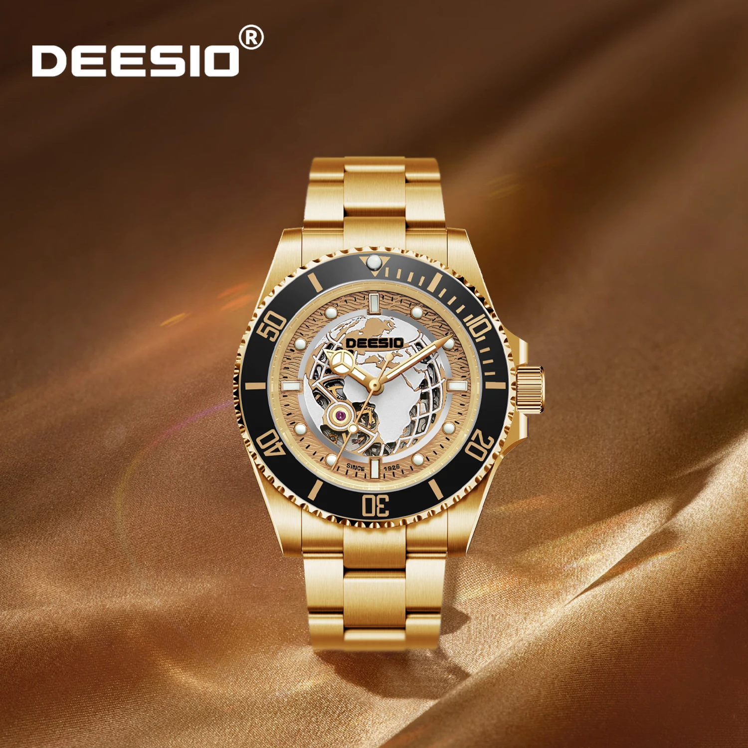 

Deesio мужские роскошные автоматические механические часы из нержавеющей стали водонепроницаемые светящиеся деловые наручные часы с сапфировым стеклом