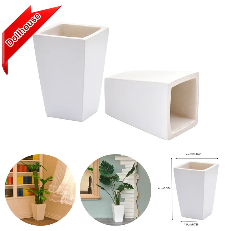 1pc 1/12 casa de bonecas em miniatura vaso de flores brancas casa de bonecas sala estar vaso decoração casa de bonecas acessórios de jardim