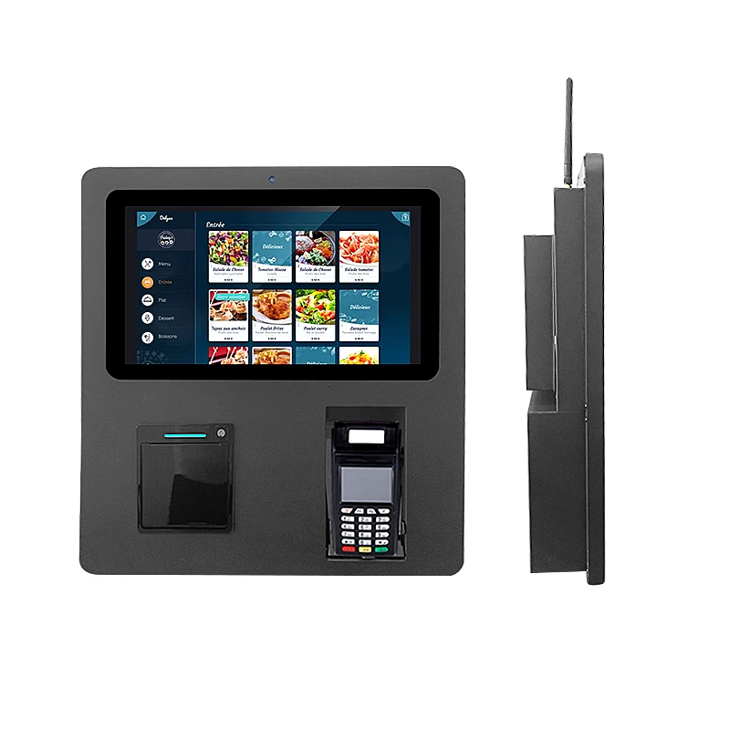 Black Color 15.6 Inch 1920x1080P Resolution  Landscape Display Bank Hotel Smart Order Payment Thermal Printer Kiosk