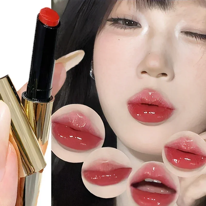 Water-light Jelly Lipstick Pink Orange Silky Glossy Mirror Solid Lips Gloss Lasting Moisturizing Non-Stick Cups Makeup Cosmetics