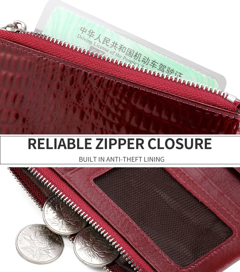 Damen-Lederbrieftasche mit RFID-Schutz, mehrere Kartenfächer, kurze Magnetverschluss-Geldbörse aus Rindsleder, kleine Retro-Geldbörse für Bargeld und Münzen, Damen-Geldklammer – Detail 17