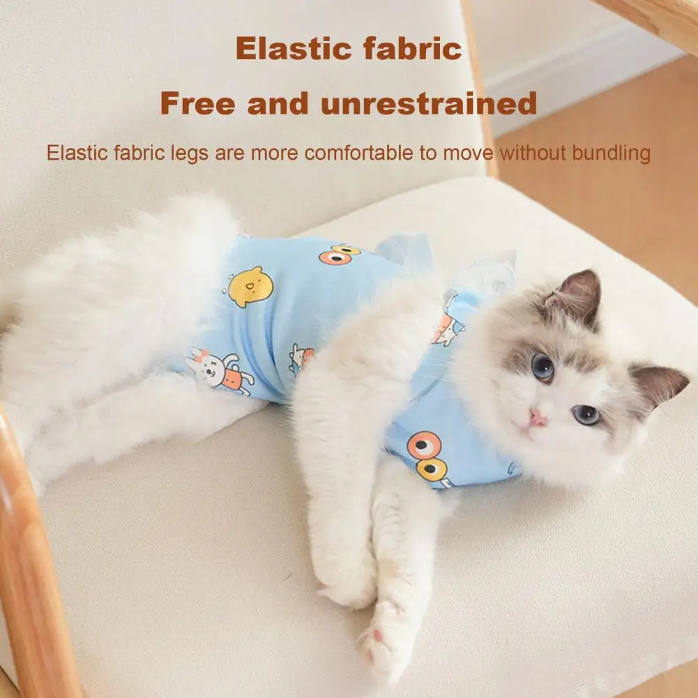 Comfortable Cat Onesie Postoperative Care Clothes for Cats Small Dogs Cartoon Pattern Neutering Suit Sterilization for Anti-lick