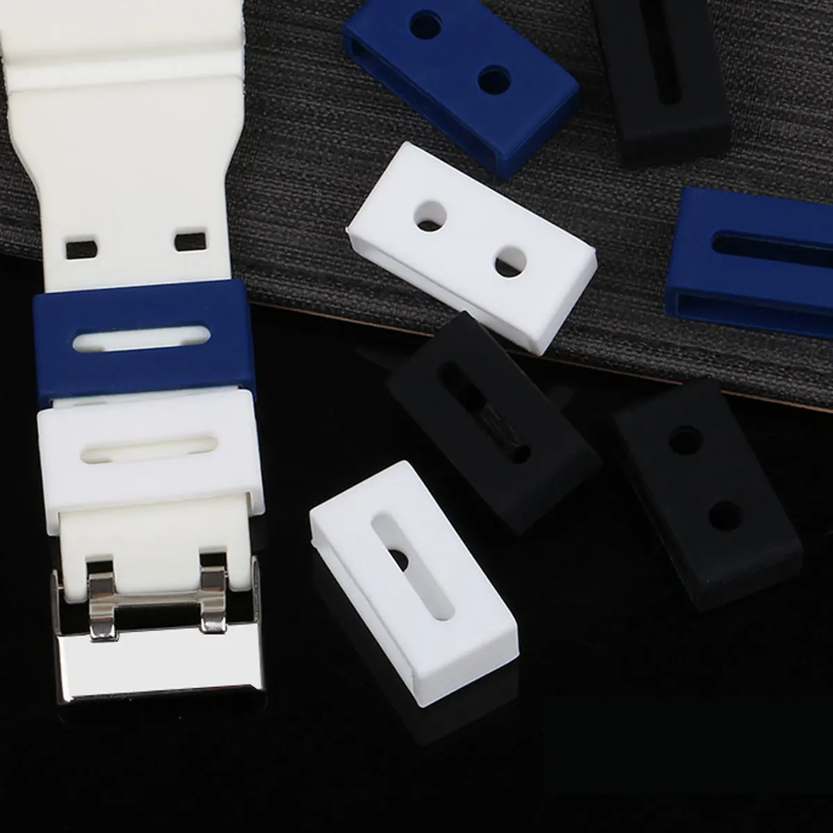 

3pcs Silicone Watch Band Ring 20Mm Replacement Strap Loop For Ga110 Ba White Flexible Wristband Fastener Retaining Clip