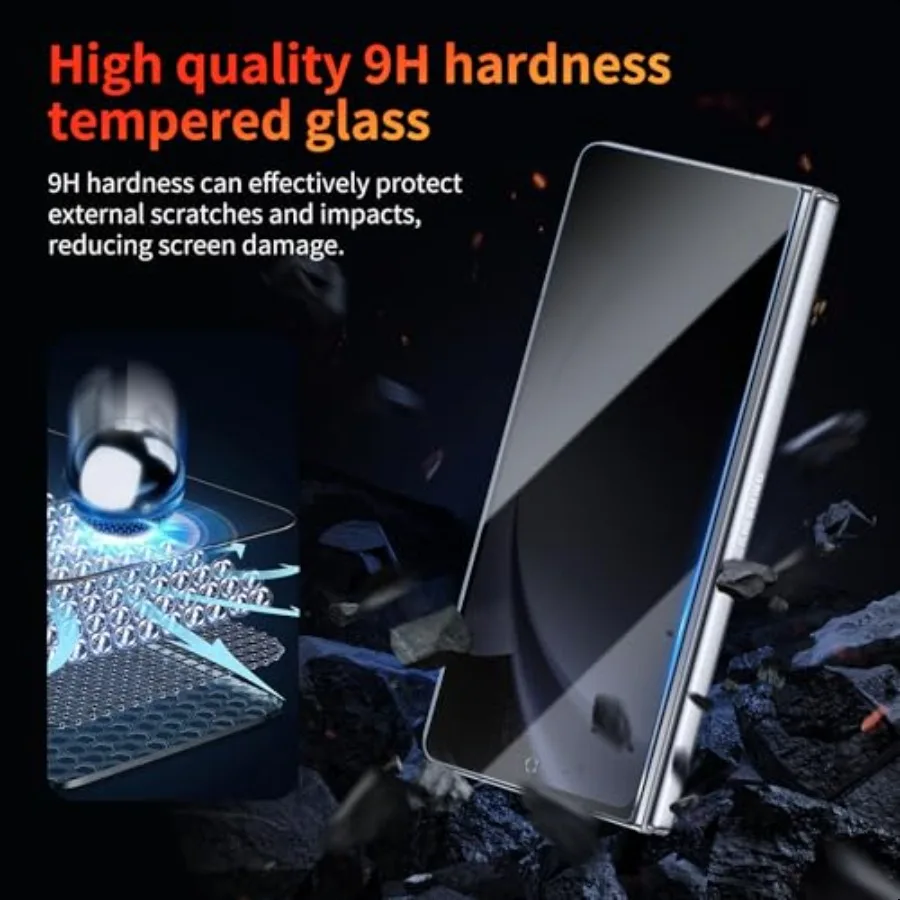 Pellicola salvaschermo privacy per Samsung Galaxy Z Fold 4 5 7,6 pollici Confezione da 3 pellicole in vetro temperato antispia resistente ai graffi 9H Hardn C