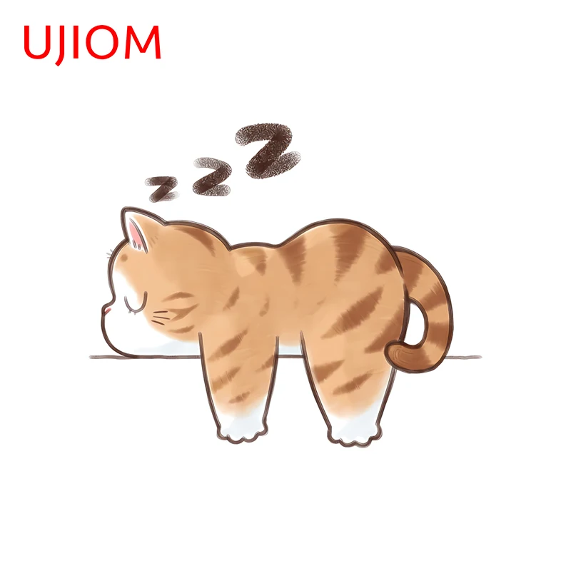 UJIOM Cute Cat Prone Position Wall Sticker Interesting Waterproof Cupboard Decal Vinyl Material Computer Case Decoration