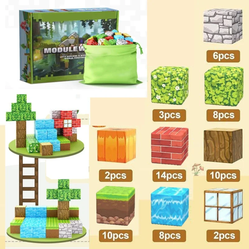 48 stücke/60 stücke Wald Serie Bausteine Magnetische Ziegel Set Für Jungen & Mädchen Sensorischen Für Kinder Kinder bau Spielzeug Geschenke