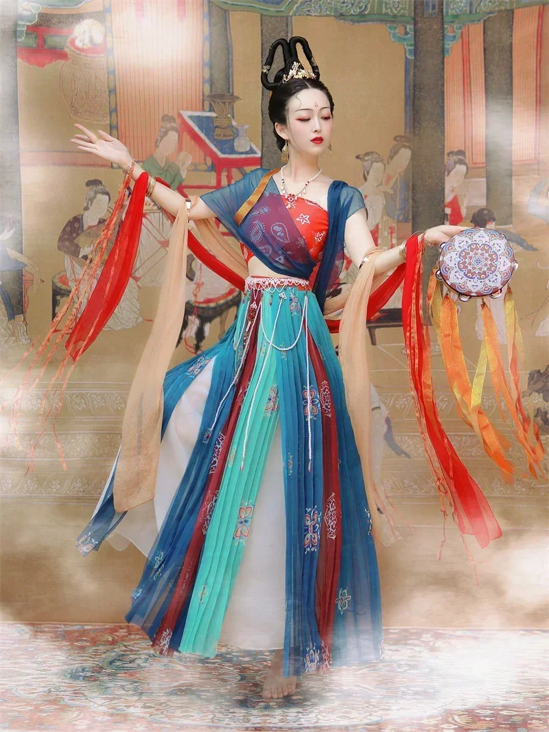 Klassiek Danspraktijk Dunhuang Apsaras Kleding Elegante Chinese Volksdanskostuums Cosplay Speciaal Gebruik