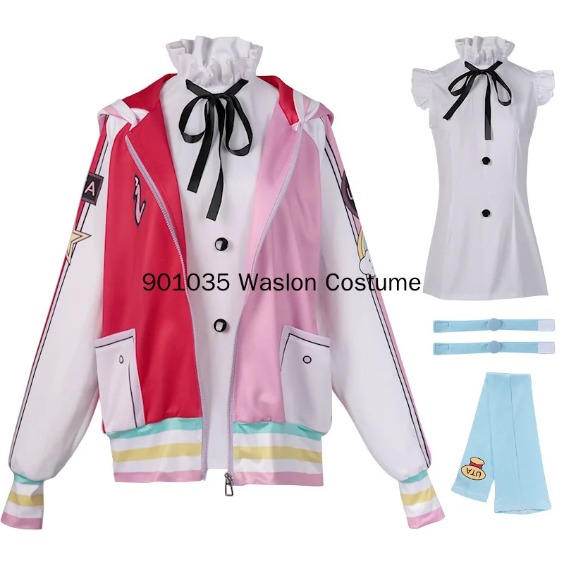 

Anime Red Uta Cosplay Costume Women Cute Dress Uniform Halloween Party Jackets Coat Dresses Suit