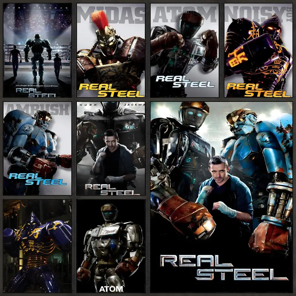 Movie Real Steel 2011 Atom Boxing Poster Peel And Stick Wall Art PP Waterproof HD Bedroom Living Room Home Decor Gift