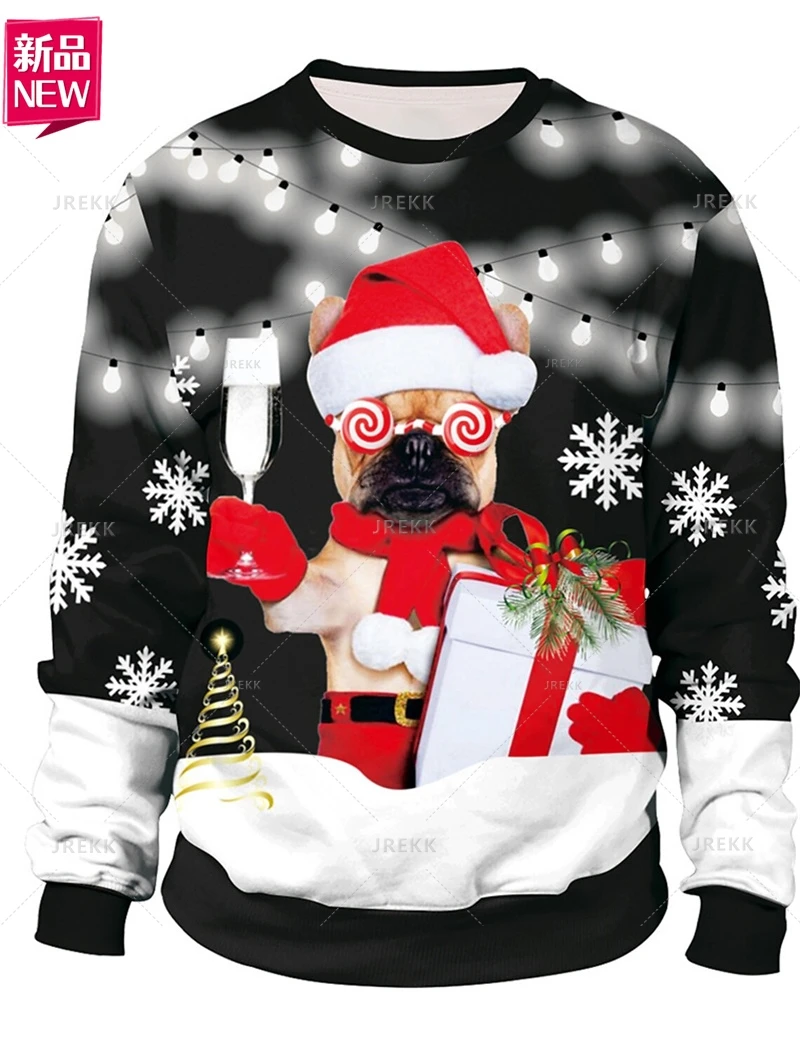 3D Print Merry Christmas Sweatshirts Funny Christmas Graphic Ugly Christmas Sweater Fashion Kids Round Neck Sweatshirts Clothing