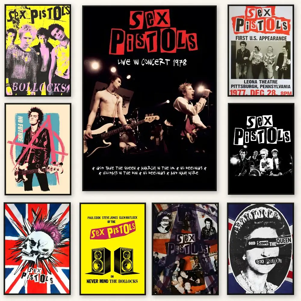Punk Band S-Sex Pistols Poster Frameless Peel-and-Stick Removable Wall Art Print