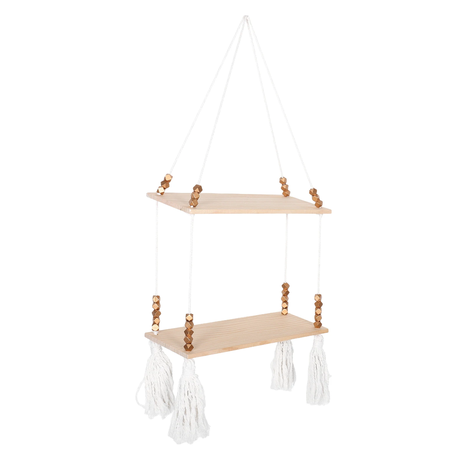 

Boho Macrame Hanging Shelf Wall Decor Plant Stand Tapestry Rack Floating Flower Pot Holder Storage Wooden Tassel Home Bathroom