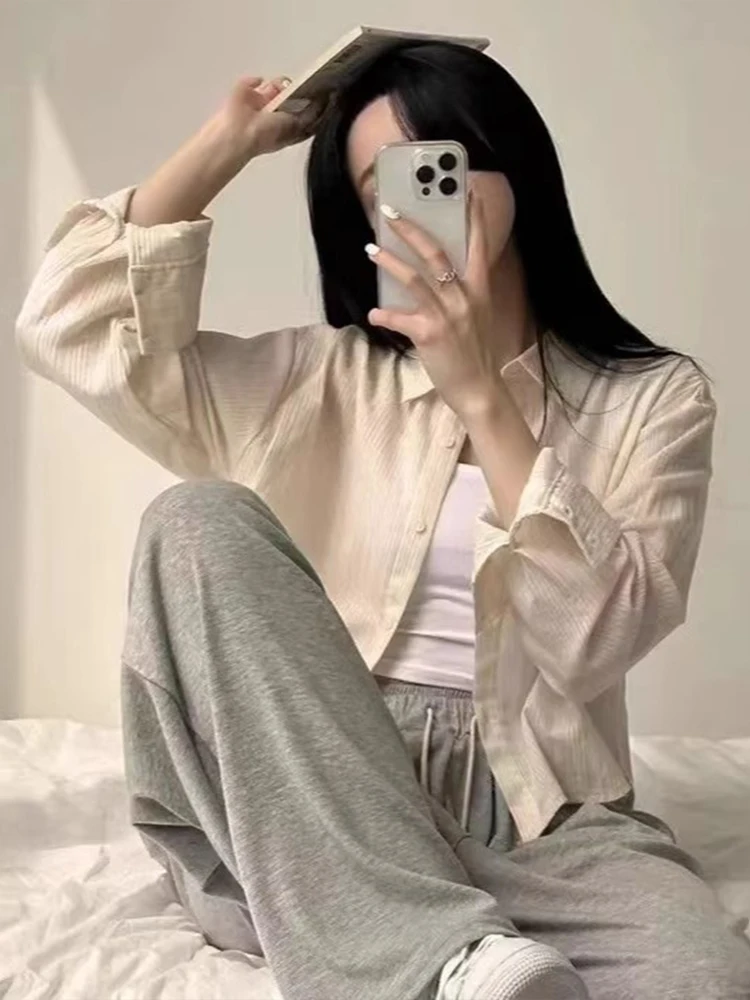 Femmes été bleu rayé Protection solaire irt léger ort vêtements d'extérieur Cardigan coréen Sle Slim Fit Long Sve...