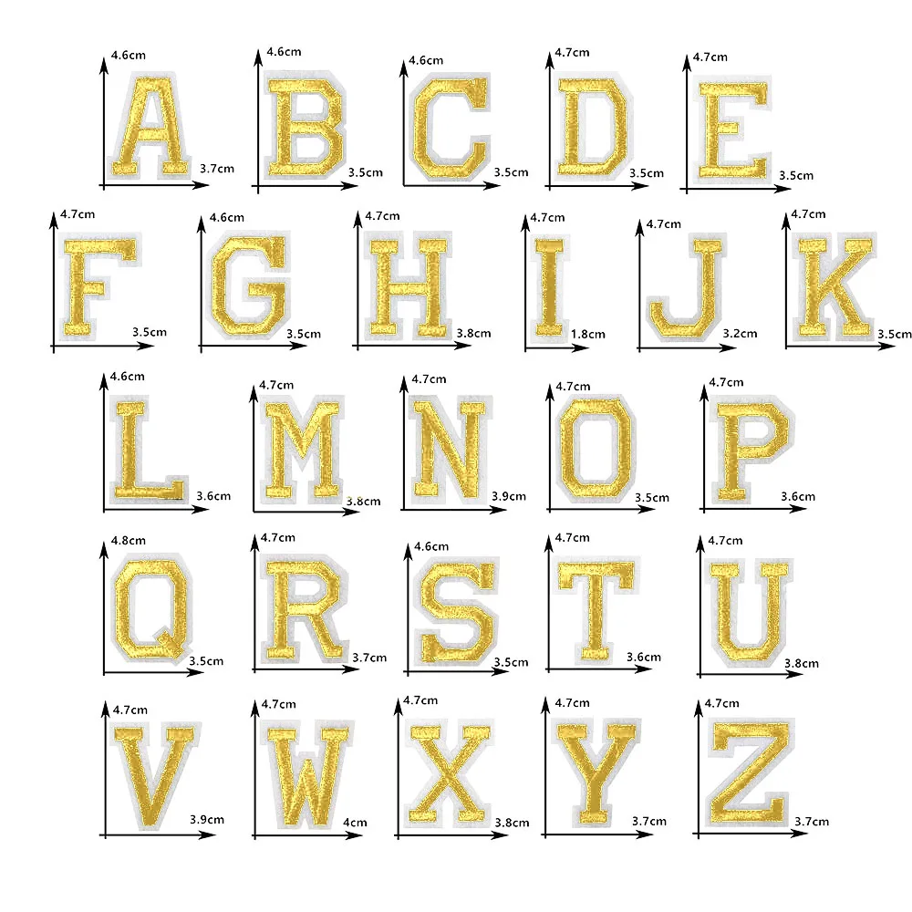 26 English gold letters Hot-melt adhesive ironing embroidery Patch DIY sewing decorative clothes patch