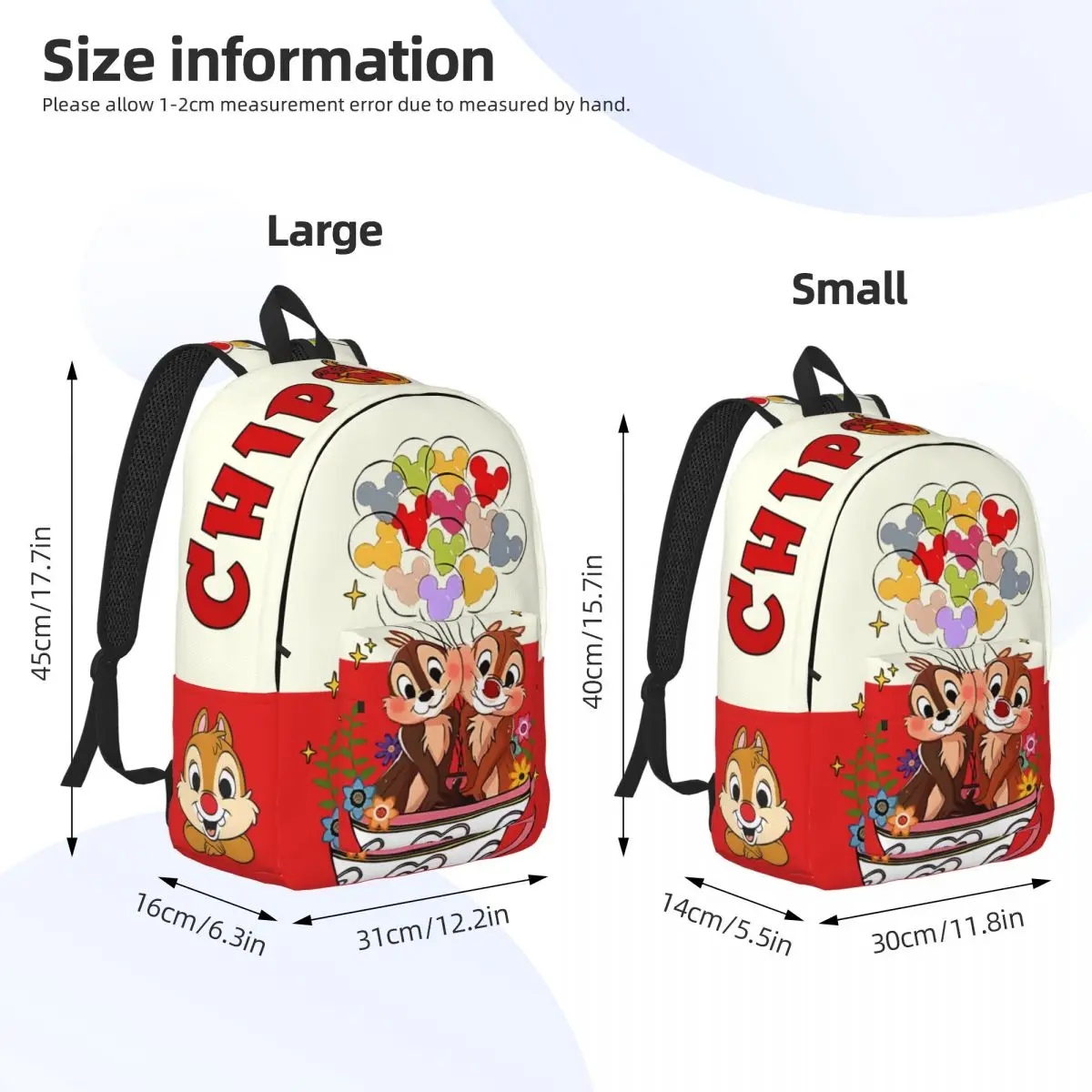 Chip y Dale Fanart alfombrilla de ratón mochila de Disney para estudiantes de secundaria, viaje diario para regalo, mochila de hombro resistente