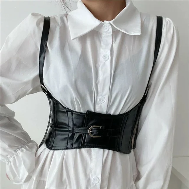 Skórzany podbiust ozdobny gorset damski luksusowy projektant damski paski tunika gotycki Punk Vintage sukienka Cummerbund PJ542