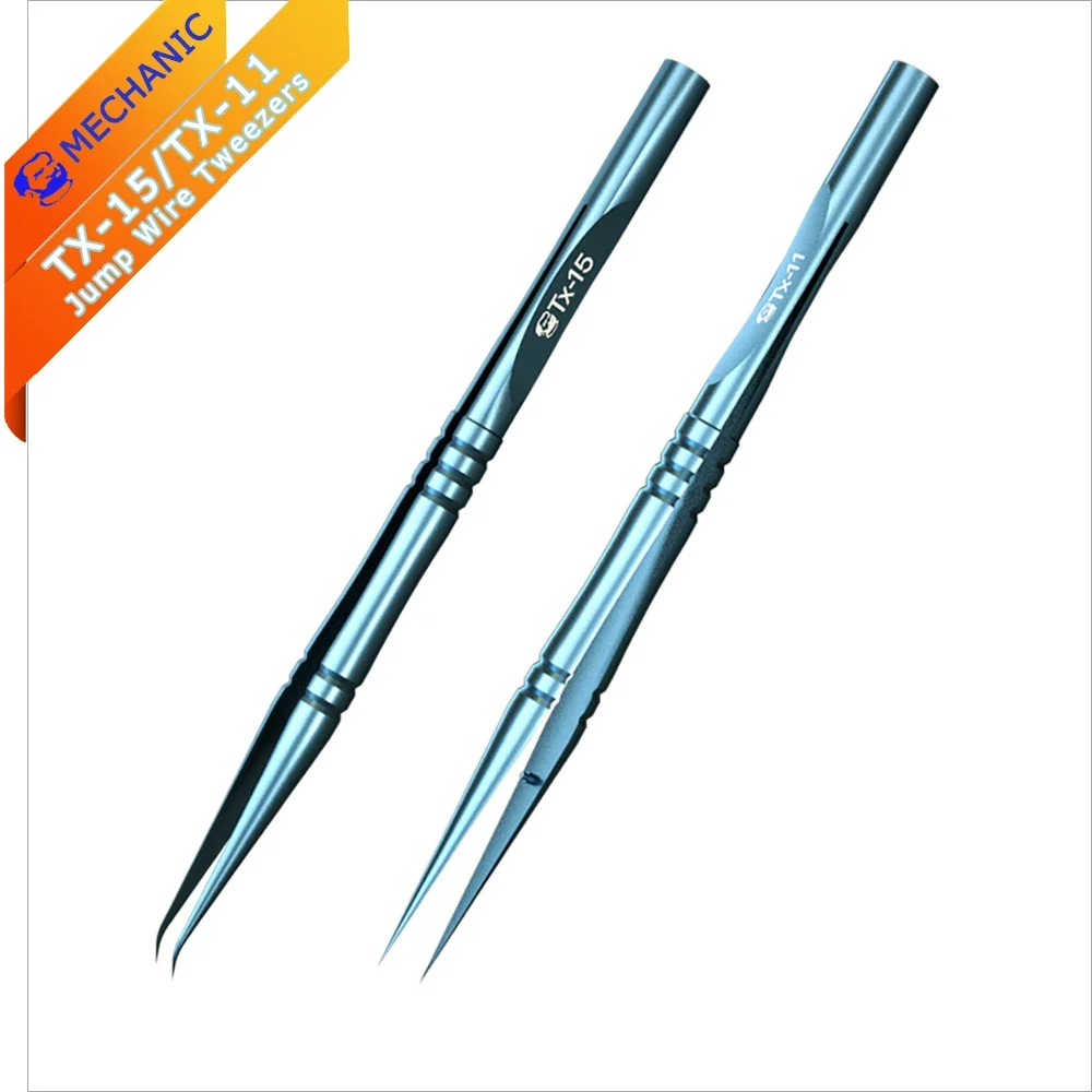 

Jump Wire Tweezers MECHANIC TX-15 Curved TX-11 Straight Point Titanium Alloy Flywire Tweezer Extended Precision Repair Clip