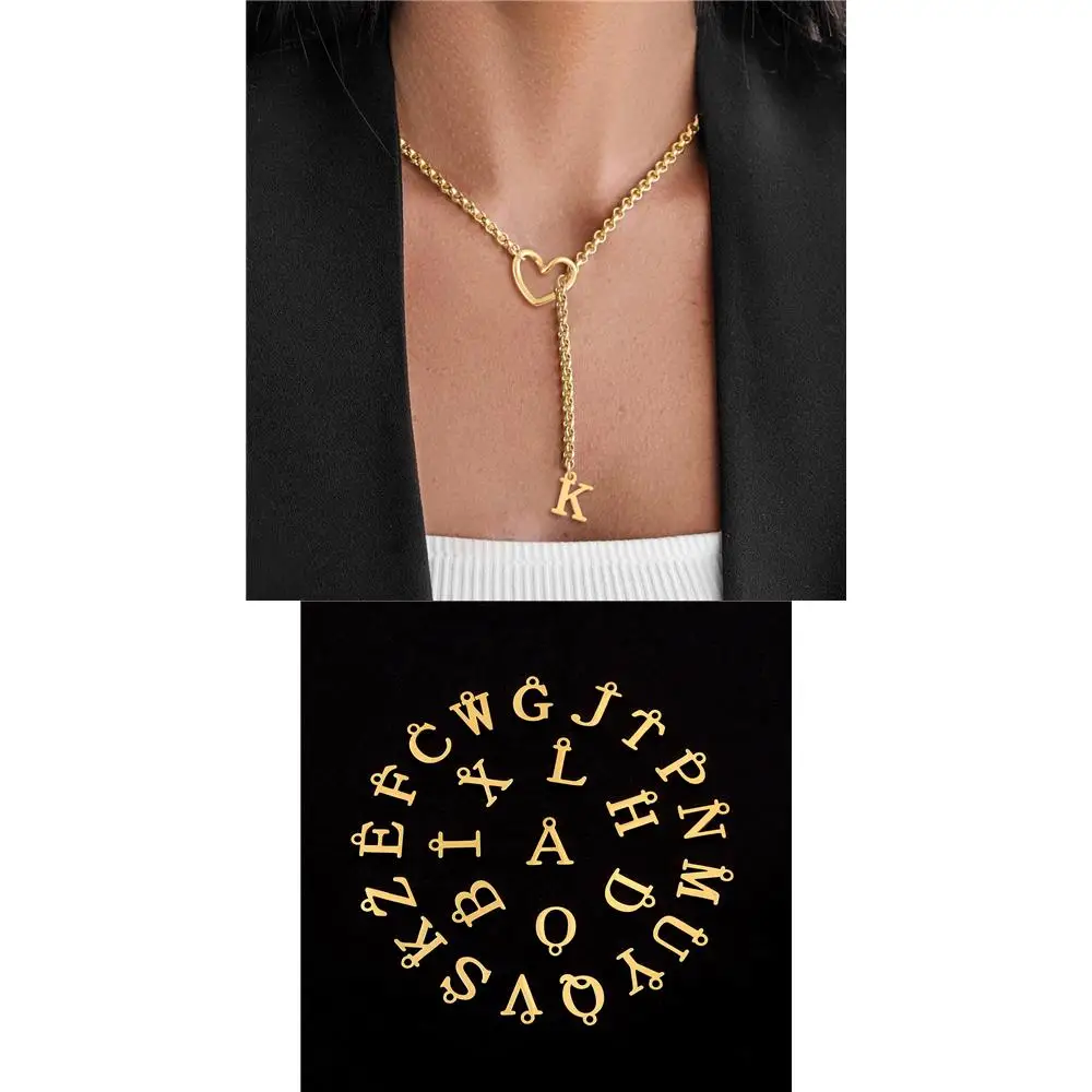 Vergoldete Initial-Herz-Buchstaben-Halskette für Damen und Herren, personalisierter Schmuck, Geburtstagsgeschenk, Alltagsschmuck, Jubiläumsgeschenk – Detail 4