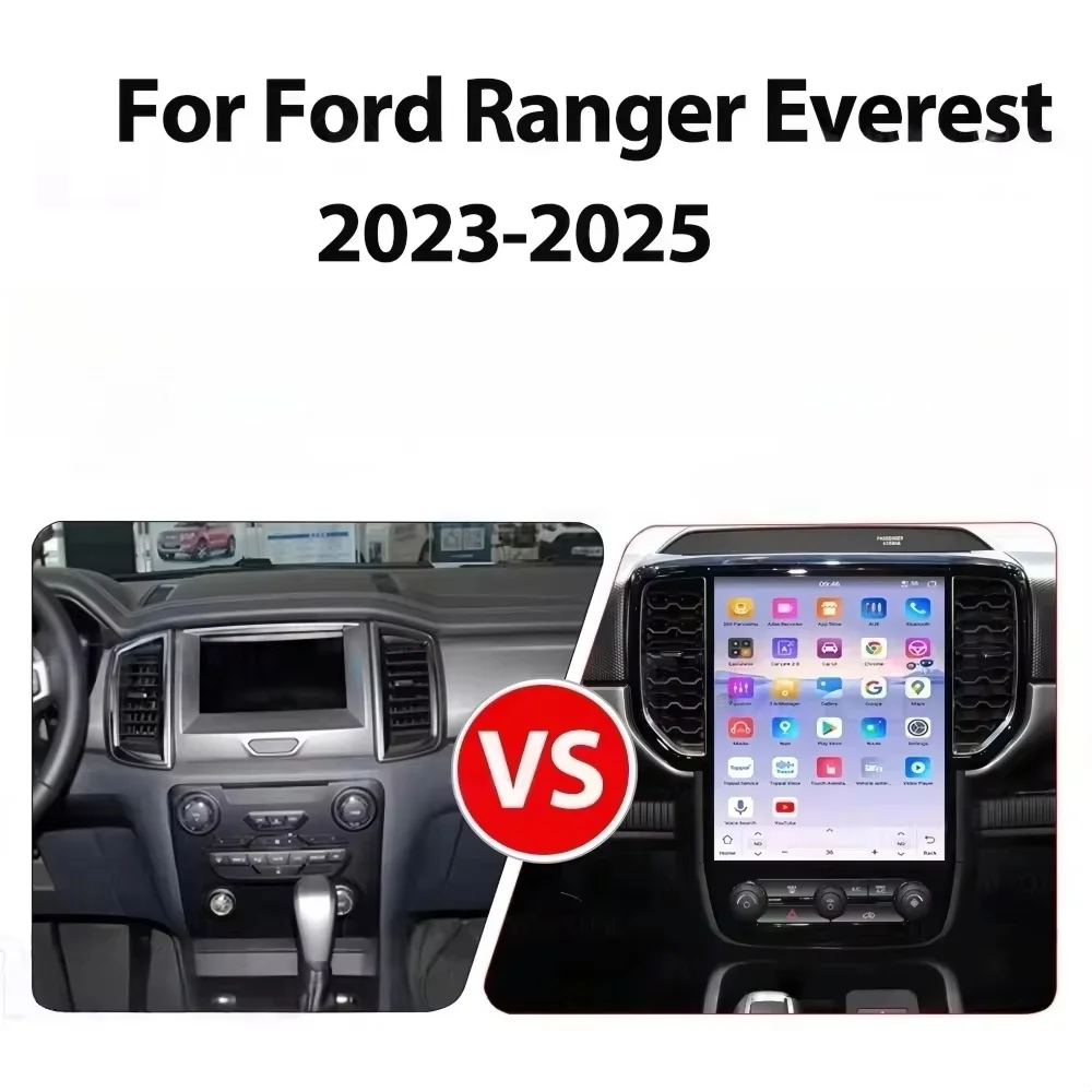 Multimedia Touch Screen Radio For Ford Ranger 2023 2024 2025 CarPlay Android GPS Navigation Stereo Head Unit BT 5.0  Navi Radio