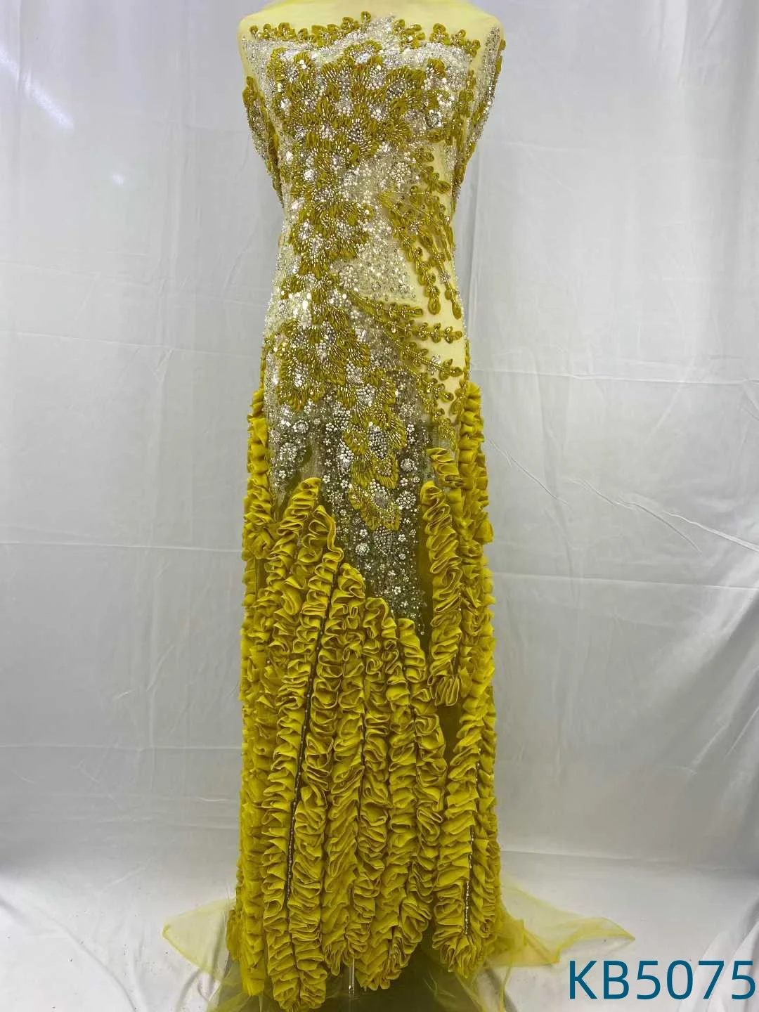 African White Sequence Lace Fabrics Nigerian Pink Beads French Mesh Lace Sequins Embroidered Lace Embroidery For Sewing KB5075