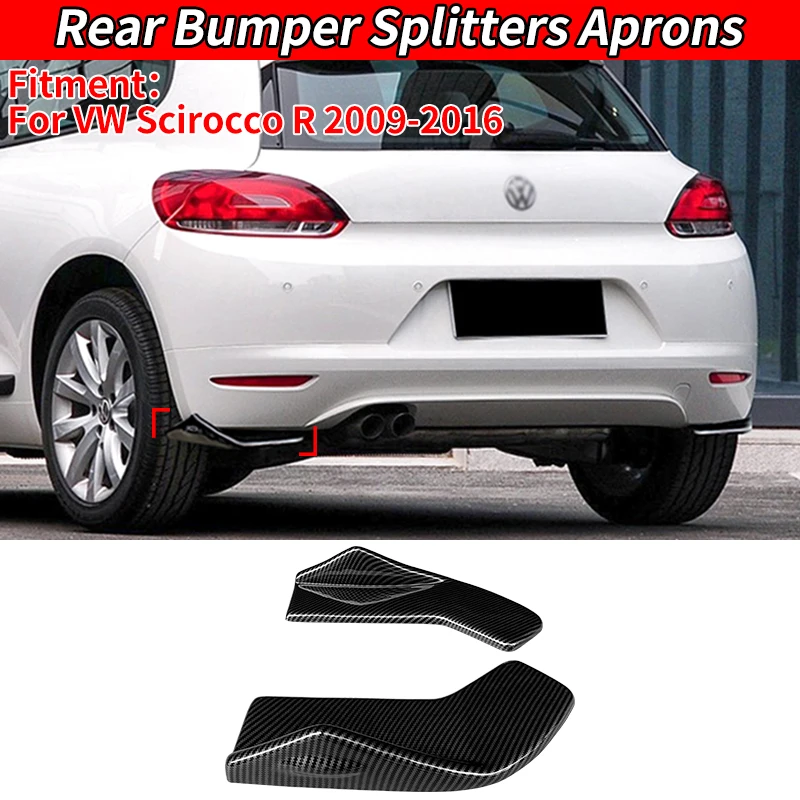 For VW Scirocco R 2009-2016 Car Rear Bumper Splitters Aprons Trunk Lip Spoiler Canard Wing Diffuser Wrap Angle Protector Carbon