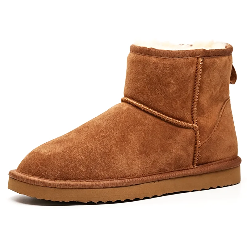 Australia Men Snow Boots 100% Genuine Cow Suede Leather Faux Fur Boots Warm Winter Boots Man shoes large size 38-48